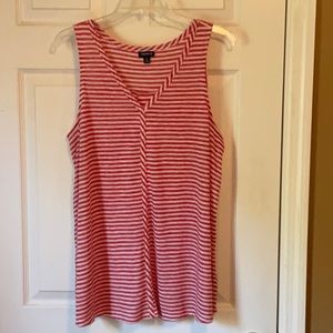 Torrid Sleeveless Stretch Knit Red White Horizontal Stripe Swing Tank Top Size 2